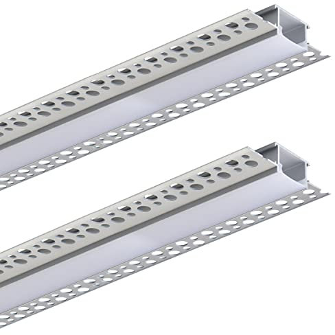 Long Life Lamp Company Aluminium Plaster in LED Profile Channel 1 metre Opaque Diffuser Trimless, Drywall CP01 (2)
