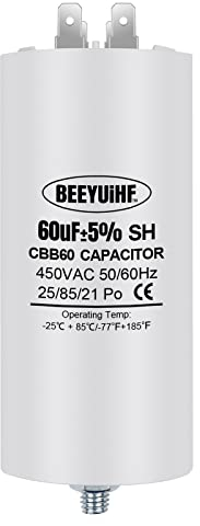 BEEYUIHF CBB60 60uf Condensateur de Démarrage 60µF Moteur condensateur 50 x 110 mm 50 / 60Hz 450VAC avec vis M8 pour moteur électrique/sèche-linge/Machine à Laver