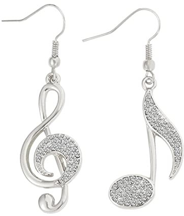 Ohrhänger für Damen, Musiknoten-Ohrringe für Mädchen, hypoallergen, vergoldet, versilbert, mit Zirkonia, lange Ohrringe