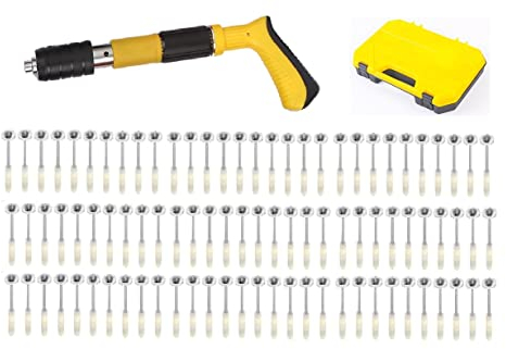 Pistola sparachiodi con 120 chiodi con scatola di plastica, pistola sparachiodi, strumento per rivettare