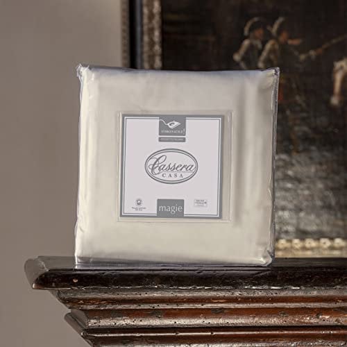 Cassera Casa - Lenzuola Sotto Con Angoli Elastici, 100% Percalle di Cotone 200Tc, Prodotto in Italia, Tinta Unita 18 Colori, Facile Stiro, (Matrimoniale - 180x200+28, Naturale Avorio)