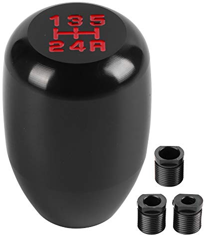 5-Gang-Schaltknauf aus Metall Mit 3 Adaptern (8/10/12 Mm) - Universell für Die Meisten Manuellen Autos (Rot, Blau, Schwarz, Silber, Gold, Bunt, Lila)