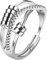 JewelryWe Schmuck Anxiety Ring Damen Angst Fidget Spinner Ring Verstellbar Edelstahl Zirkonia Anti Stress Spinning Ringe Zappelringe mit Smile Geschenke für Frauen Silber
