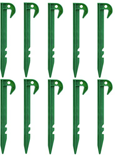 Dioche Befestigungsheringe Gartenklammern Grün PE Kunststoff 10 Stück Boden Garten Unkrautbarriere Stoff Schattiernetz Pfahl Befestigung Kunststoffheringe