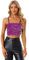 Allegra K Canotta da donna in velluto con spalline sottili glitterate e paillettes, Viola, M
