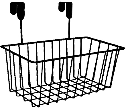 perfk über Schranktür-Organizer, Gitter, Aufbewahrungskörbe mit Haken, Waschbecken-Organisation, Metall-Hängekorb für auf einem Geländer, Schwarz