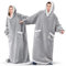 BTONGE Übergroße Hoodie Decke, Blanket Hoodie, Damen Herren Flanell Sherpa Warme Komfortable Kuschel Pullover Mit Ärmel Tragbar Ganzkörperdecke, Geeignet für Erwachsene, Jugendliche Grau