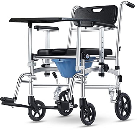 Rollbarer Duschstuhl, Duschstuhl mit Rädern, tragbare Toiletten, umklappbare Pedale, belastbar 140 kg, für ältere Menschen, Behinderte, Handicap (Lifting Armrest B)