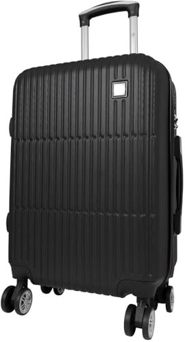 Trendyshop365 Handgepäck klein Hartschale Madrid 58cm 38 Liter 4 Rollen Schwarz