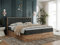 MKS MEBLE Boxspringbett 200x200 mit Bettkasten Holz Holzrahmen, Boxbett 200x200 mit Matratze H4 und Kopfteil - Grau Struktur - Albero-3