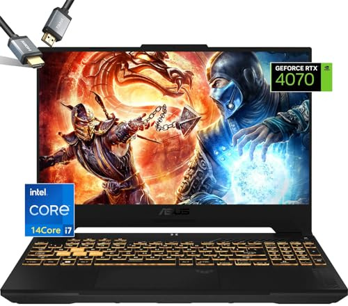 ASUS -TUF Gaming-Laptop RTX 4070 MUX140W - i7-13620H - Tastiera retroilluminata RGB - Display IPS 15.6 FHD 100% sRGB - G-SYNC - Wi-Fi 6 - Webcam - Cavo HDMI -2024 (32 GB RAM | SSD PCIe da 2 TB)
