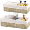 OUTBROS Woven Storage Basket, Wicker Container for Shelf, Bathroom, Decoration Narrow Trays With Liner, 2-Pack, Seagrass