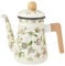 ABOOFAN Bollitore Per Tè Smaltato Vintage 1. Teiera Floreale Smaltata Da 2 L Bollitore Per Caffè Retrò Con Manico In Legno Per L'arredamento Della Cucina Del Ristorante Di Casa Con Acqua