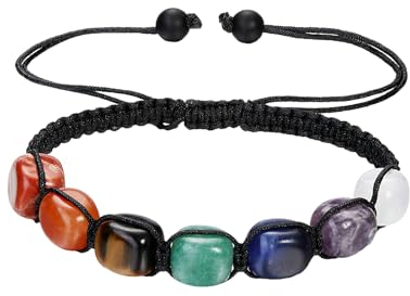 7 Chakren Armband Naturstein, Kristall Chakra Armbänder für Frauen, Glück Edelstein Armband, Fokussierung positiver Energie helfen, Modeschmuck Für Frauen, Mädchen, Männer, Jungen