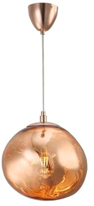 Alpinaluz Moderne Hängelampe, unregelmäßiges getöntes Glas in Roségold, elegantes Design mit Lampenfassung E27 und Lava-Effekt