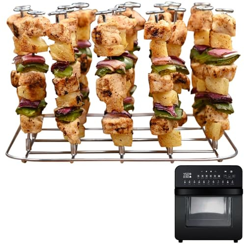 INFRAOVENS Air Fryer Rack for GoWISE USA Deluxe 12.7-Quarts 15-in-1 Electric Air Fryer Oven Stainless Steel Accessories for GW44800-O, Airfryer Skewer Stand, Kabobs and Rib Barbecue BBQ Rack