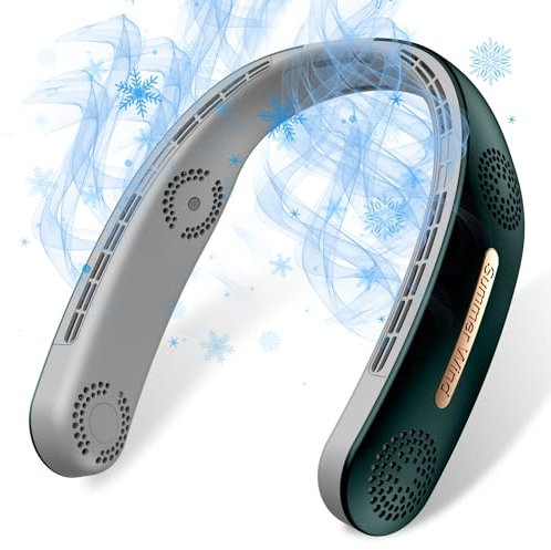 OLV Neck Fan 4 Turbo 6000mAh Portable 360Cooling Airflow Bladeless USB Rechargeable Personal Fan for Outdoor Travel Indoor - Green