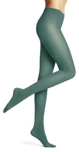 FALKE Women's Pure Matt 50 DEN W Ti Semi-Opaque Plain 1 Pair Tights, Green Fjord 7475, S
