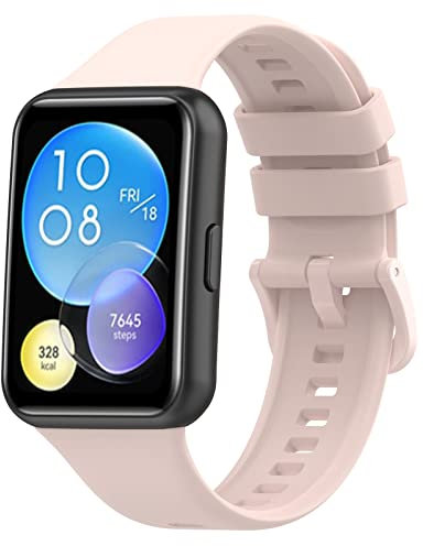 Wownadu Bracelets Compatibles pour Huawei Watch Fit 2 (Active/Elegant), Bracelet de Remplacement en Silicone pour Femme Homme Rose (Pas de Montre)
