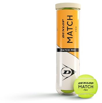 DUNLOP Match Pro Tennis Ball for Sand, Hard Court & Lawn (1x 4 balls)