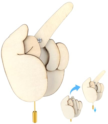 Lustige Holz-Finger-Brosche, lustige Mittelfinger-Anstecknadel,Funny Wooden Finger Brooch,Mittelfinger-Pin-DIY Geschenke für Männer und Frauen, lustige Pins