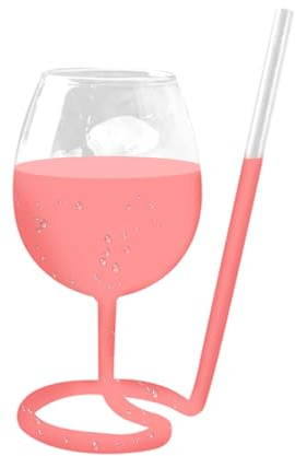 Samuliy Copa de cóctel con pajita, copa de cóctel en espiral, vaso de vino creativo en espiral de paja de cristal - Copa de vino decorativa, taza de paja resistente al calor con alta transparencia