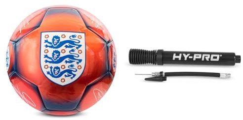 Hy-Pro Officially Licensed England FA Classic Signature Football | Metallic, Size 5, Training, Match, Merchandise, Collectible For Kids and Adults with Portable Pump