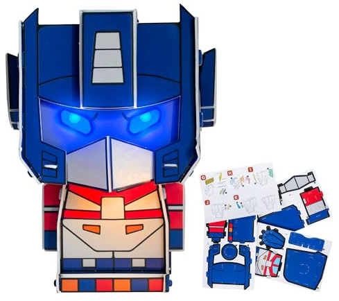Blue Sky Studios Transformers Build-A-Bot Kit, Optimus Prime Figurenbau-Set, Leuchtende Augen, Lizenzprodukt, Sammlerstück, Geschenk, 19 x 15 cm