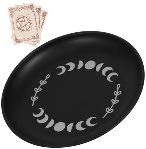 CRAFTHROU piatto decorativo portacandele d'altare piatto d'altare da tavolo Vassoio per cerimonie Vassoio per offerte vassoio porta accessori per altare piatto di rituale Black