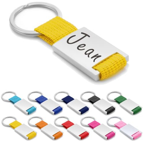 ibera gifts - Porte clé personnalisé en métal, porte clef personnalisable, porte clé personnalisé (Jaune)
