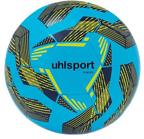 uhlsport Player Fußball Fussball Ball für Erwachsene - Größe 5, eisblau/Marine/Fluo gelb