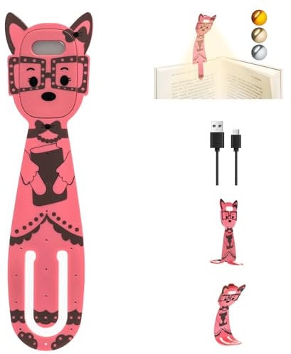MILA&LOUIS Luce per Lettura Libri a Letto di Notturna Lampada Libro LED USB Ricaricabile per Leggere con Pinza Lucetta Dimmerabile da Comodino Senza Fili Lucina Portatile Camera Segnalibro (Rosa)