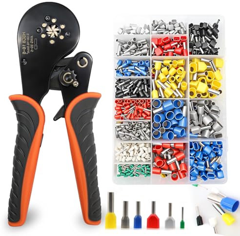 Set di pinze crimpatrici 0,08-16 mm², set di 1200 pezzi di crimpatrici per fili singoli e doppi, pinze per terminali a capocorda Pinze per il fai da te e l'uso domestico