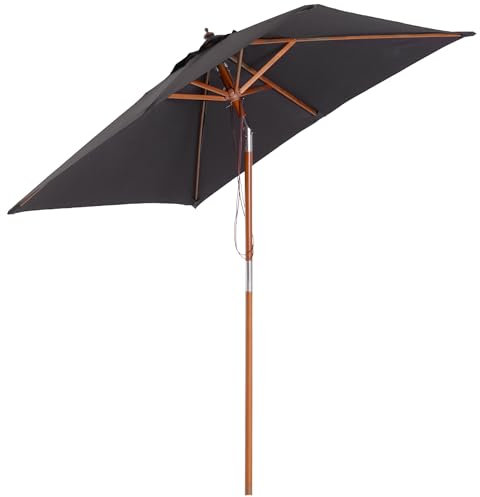 DecHome - Ombrellone da Giardino 2x1.5 mt in Legno Telo in Poliestere colore Grigio Scuro