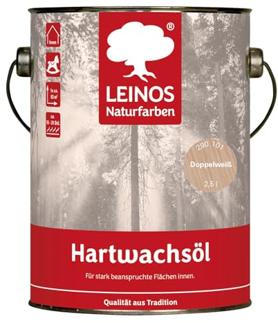 LEINOS Hartwachsöl 0,75 l Doppelweiß – natürliches, ergiebiges Holzöl für Fußböden, Möbel und Treppen | seidenmatt, pflegend, für alle Innenholzflächen geeignet, schützt vor Feuchtigkeit und Abnutzung