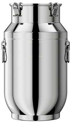 Vnook Luftdichter Edelstahl Eimer, Lebensmittel Luftdichte Dose, Edelstahl Milchkanne, Versiegeltes Fass mit Schnappverschluss, für die Lebensmittel Lagerung und den Transport von Milch(25L)