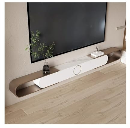 HLHLOP777 TV Stand Wall Mounted Floating TV Cabinet, Scalable Floating TV Unit with Drawers, Stainless Steel Frame and Rock Slab Tabletop, Modern Entertainment Media Console Television Stands