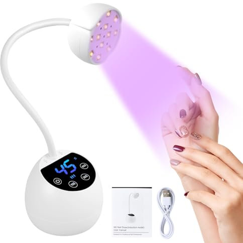 Rotating Mini UV Gel Nail Lamp, Portable 36 W UV LED Nail Lamp, Small Nail LED Lamp, 12 LED Beads Mini USB Nail Lamp for Nails with Smart Auto Sensor and 4 Timing Modes