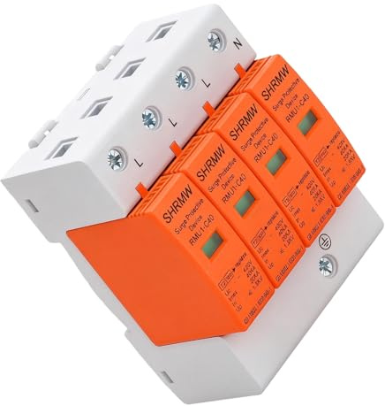 Parafoudre 4P 60KA 385V, Dispositif de Protection Contre Les Surtensions Type 2, Protection Électrique pour Tableau, Parafoudre Haute Performance 120KA pour Maison et Industrie