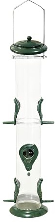 Vogelfutterstation – Zubehör für die Fütterung, Rohr, klein, transparent, Eichhörnchen, Futterhaus aus Metall | für kleine Fütterung im Innen- und Außenbereich, Voliere, Finken