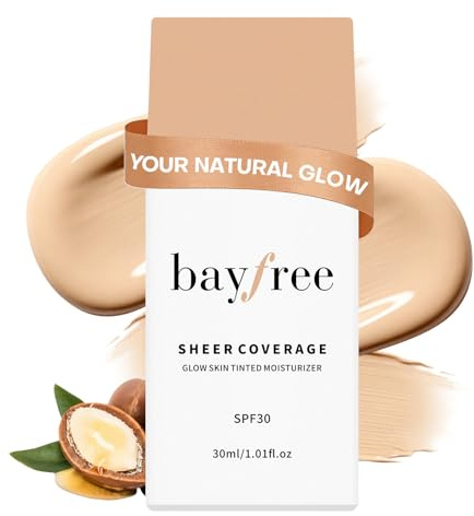 bayfree Glow Skin Tinted Moisturizer, Sheer Hydrating Coverage | Long-Lasting Lightweight Skin Tint, No White Cast, Buildable Natural Finish, Makeup-Skincare Hybrid, Vegan