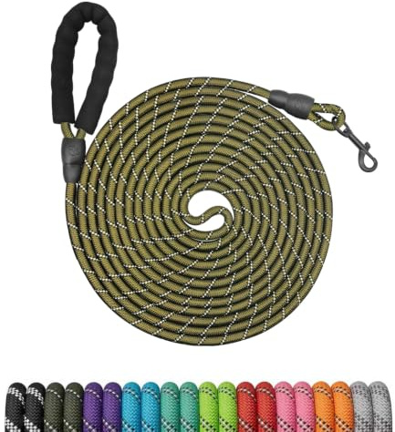 Longe pour Chien,5M Laisse de Dressage avac Poignée Confort et Mousqueton Verrouillable,Longue Laisse Corde d'attache pour Petits,Moyens