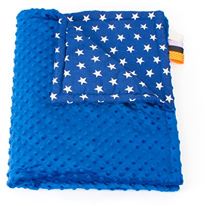 1buy3 Minky Babydecke gefüttert |Plüschdecke |Krabbeldecke |Kuscheldecke 75 x 100 cm (06. Royalblau + Sterne)