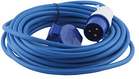 Zexum 3083 16 A Arctic Male to Female Caravan and Camping Electric Mains Hook Up Extension Cable Lead, Blue, 5 m