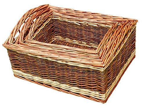 Red Hamper Set of 3 Two Tone deep Galleon Wicker Trays, wicker, Brown, 35 x 46 x 25 cm