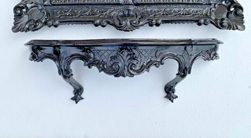 by artissimo Console murale style baroque - Largeur : 49 x profondeur : 13 x hauteur : 21 cm - Étagère miroir Cp51 (noir)