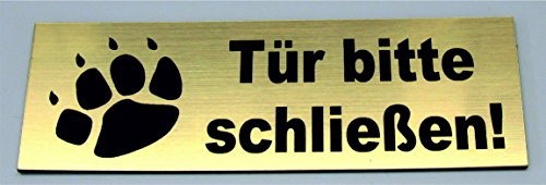 Torschild Gold Tor bitte schließen,12 x 4 cm Gravur Schild Hundeschild Hinweisschild