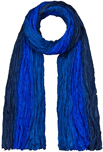 Japanwelt Seidentuch elegantes Damen Halstuch Crash-Schal 100% Seide silkroad 90 x 180 cm Verlauf Dunkelblau