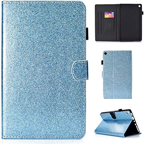 LMFULM® Case for Amazon Kindle Fire HD8 2016/2017 (8,0 Inch) PU Magnetic Cover Shining Case Sleep/Wake Function Stent Holster Leather Case Flip Cover for Amazon Kindle Fire HD8 Blue