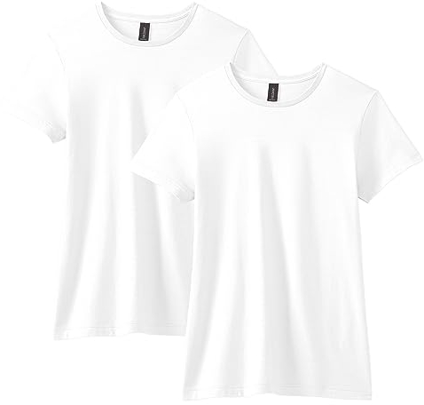 Gildan Damen Softstyle Cotton, Style G64000l, Multipack T-Shirt, Weiß, Mittel (2er Pack)